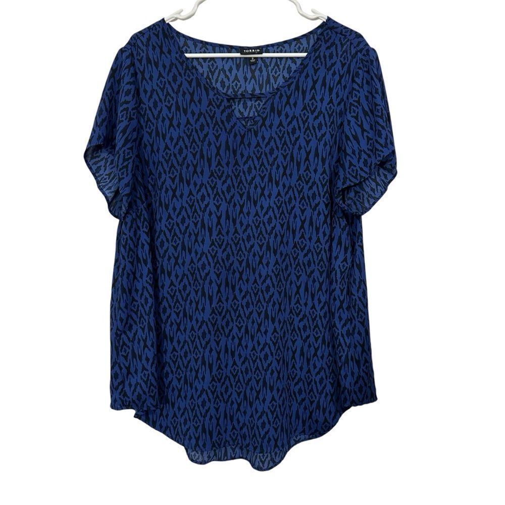 Torrid Blue Patterned Blouse